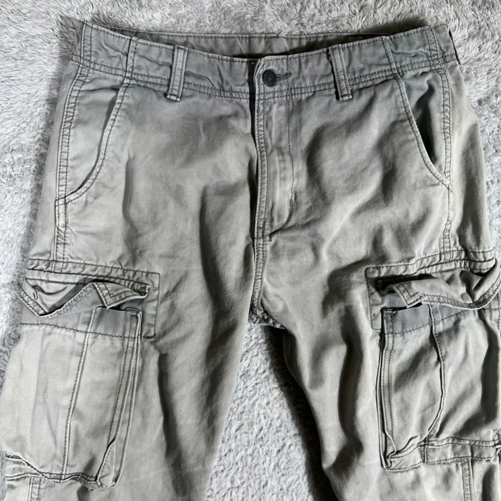 Levis Mens Gray Cotton Twill Multi Pocket Cargo Pants 31x30 Straight Leg Pants